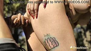 hey i'm cumming in the great outdoors with blonde bodybuilder