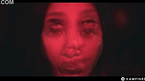 Ebony vampire mistress Lia Lin mesmerizes Latina slave for hardcore domination in Halloween costume play