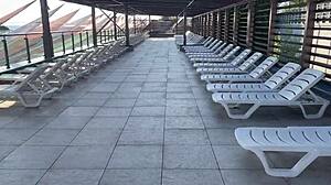 we're filming this crazy vacation video with hard spanking on sexy teen brunette outdoors... oh man!