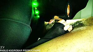 Can you handle this throat killa with mask on and lights shining during backstage blowjob cum in mouth swallow?