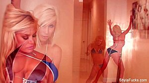 shyla stylez engages in hot lesbian sex with big tits blonde milf licking pussy passionately