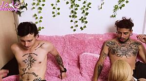 My first grupal foursome with big cock in missionary and tight pussy action as colombian latina in orgy party with muscular guys!!