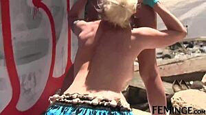 Oh yeah, I'm licking your wet pussy now, the blonde lesbian says to her girlfriend.