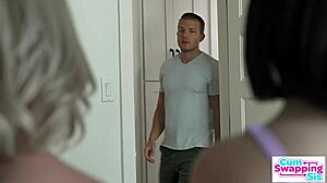 Aria Valencia Hints To Chanel Camryn About Stepbrother's Boner Leading To Cum Swapping Threesome With Tight Pussy Action