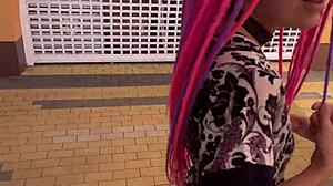 we're filming this crazy vacation video with hard spanking on sexy teen brunette outdoors... oh man!