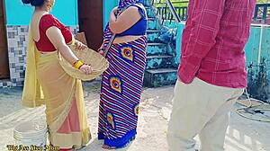 Indian outdoor threesome with stepdaughter and stepmom banging young boy.