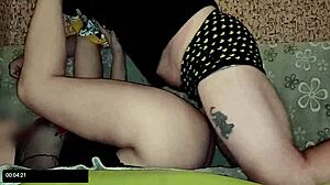 fucked stepmom on the couch in missionary position during hidden cam homemade session