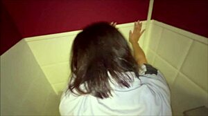 narrative of a petite japanese amateur girl hiding her body with a towel as she introduces her current underwear in an asian style video