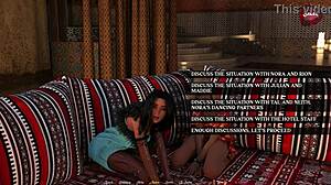 lets play sandstorm part 4 with shaved brunette handjob