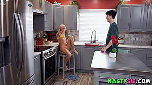 Nasty Stepsis Wet Pussy Fucked in Kitchen