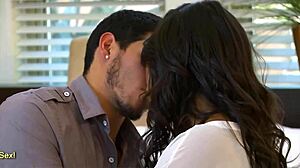 Latin Milf Adrianna Luna Sucks Dick with Deepthroat Gagging Choking on Shaved Pussy Tits