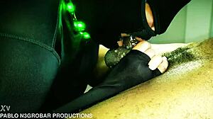 Can you handle this throat killa with mask on and lights shining during backstage blowjob cum in mouth swallow?