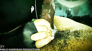 Can you handle this throat killa with mask on and lights shining during backstage blowjob cum in mouth swallow?