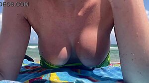 Hey, check this hot italian milf artemisia love rocking a micro bikini at miami public beach 😍 big tits fetish outside, so sexy!