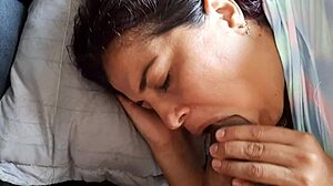 Colombian curvy latina with big natural tits fucks stepson in bedroom