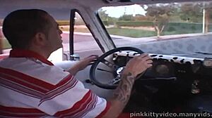 Oh man, Crista Moore bangs her mouth with ice cream first... then she's fucking the ice cream dude hard in cheerleader outfit!