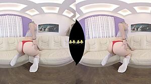 hey i tried vr piss play with close up dildo fucking on the sofa as a blonde teen