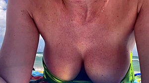 Hey, check this hot italian milf artemisia love rocking a micro bikini at miami public beach 😍 big tits fetish outside, so sexy!
