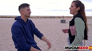 Spanish Chick Gets Fucked Hard On Public Beach With Deep Blowjob And Wet Pussy Action