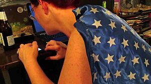 Busty wife delivers intense blowjob with big tits bouncing.