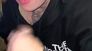 My friend came over, and I gave him a deepthroat blowjob until cumshot.