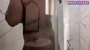 Ebony House Wife Fucked By Husbands Friend Behind Bathroom Door During Shower Full Video Subscribe To Red