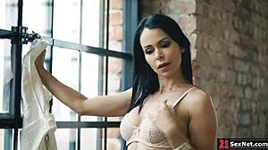 Guy LICKING then ANALS busty german milf in lingerie with face fucking and muff diving!