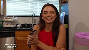 I cant resist giving my dirty little 18+ stepdaughter a big dick deepthroat housewarming gift