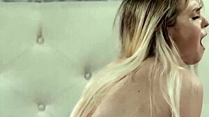 Lilly Bell licks Kenzie Taylor big tits in lesbian cunilingus