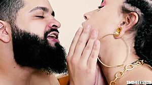 Hey, check this morena with giant ass riding cowgirl and giving footjob like a pro