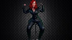 granny black widow masturbates with dildo toys in black widow cosplay costume as avenger slut
