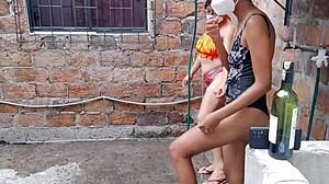 Oh man these ebony and latina whores are loving their sensual bath day off in the country house