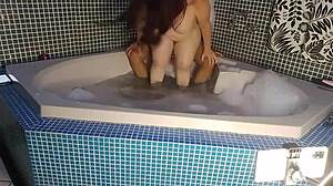 Latina hottie teases with big cock outdoors