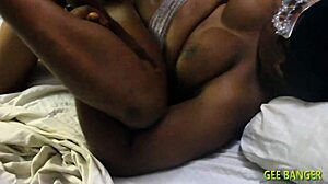She craves that big black cock pounding her hairy ebony pussy in the bush