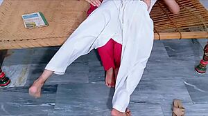 Tuition teacher fucks student in desi style with big ass ebony girlfriend in dorm bedroom homemade video