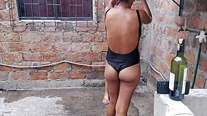 Oh man these ebony and latina whores are loving their sensual bath day off in the country house