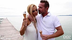 Romance shifts to lust in the outdoor kitchen setting