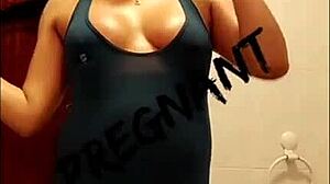 A hot Spanish pregnant housewife shares her horny homemade moments in a real solo video