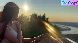 I feel so alive with nipple touches in this beautiful paradise setting as a pretty hungarian brunette enjoys the outdoors