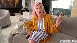 Adira Allure Feels Thrilled Helping Allen Swift Jerk Off on Raging Cock with Blowjob