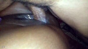 Daddy dominates his little 18+ slut with a massive black monster cock in wet action