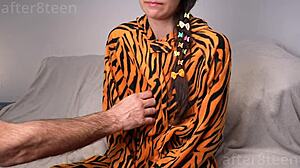 stepdaughter gets surprised on her birthday by father in law and uncle in a taboo garage group creampie session during the holiday