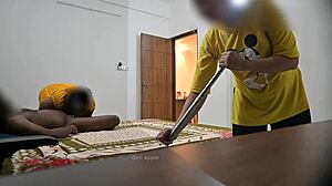 indian couple engages in missionary sex and blowjob with muslim maid jamila watching