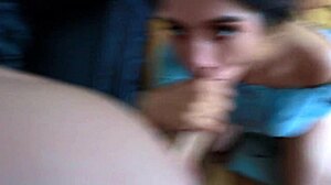 Oh man, it's Kait's first time on camera sucking this huge cock, licking balls, and getting a massive facial as a cute teen brunette.