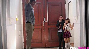 Horny Hungarian and Russian Students in Lingerie and Socks Dive into Group Sex Lessons