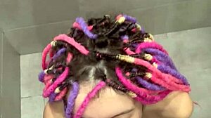 Huge squirt covers bedroom after cumshot on tight teen pussy lips and big clit in shower.