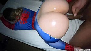 Watch This Big Booty Spider Woman Take Passionate Oiled Sex!