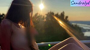 I feel so alive with nipple touches in this beautiful paradise setting as a pretty hungarian brunette enjoys the outdoors