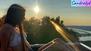 I feel so alive with nipple touches in this beautiful paradise setting as a pretty hungarian brunette enjoys the outdoors