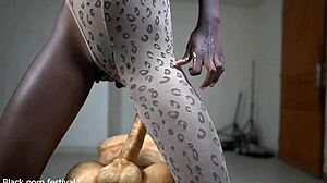 Skinny dark skin African beauty shows perfect tits in solo session
